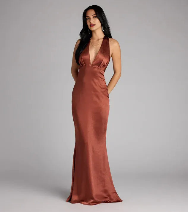 Pretty Column Halter Neck Sleeveless Up Floor-length Prom Dress