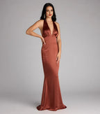 Pretty Column Halter Neck Sleeveless Up Floor-length Prom Dress