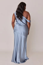 Pretty Fitted Trumpet Asymmetrical Neck Sleeveless Backless Floor-Length Prom Dress
