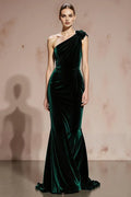Pretty Mermaid/Trumpet One Shoulder Sleeveless Sweep/Brush Train Prom Dress