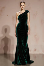 Pretty Mermaid/Trumpet One Shoulder Sleeveless Sweep/Brush Train Prom Dress