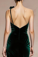 Pretty Mermaid/Trumpet One Shoulder Sleeveless Sweep/Brush Train Prom Dress