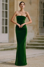 Pretty Mermaid/Trumpet Strapless Sleeveless Floor-Length Prom Dress