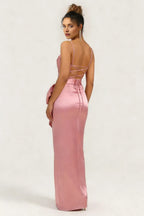 Pretty Sheath Cowl Neck Sleeveless Slit Floor-Length Prom Dress