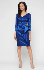 Pretty Sheath V Neck Long Sleeve Backless Knee-Length Mother of the Bride Dress