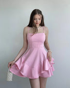 Pretty Spaghetti Straps Sleeveless A Line Ruffles Short-Mini Homecoming Dress