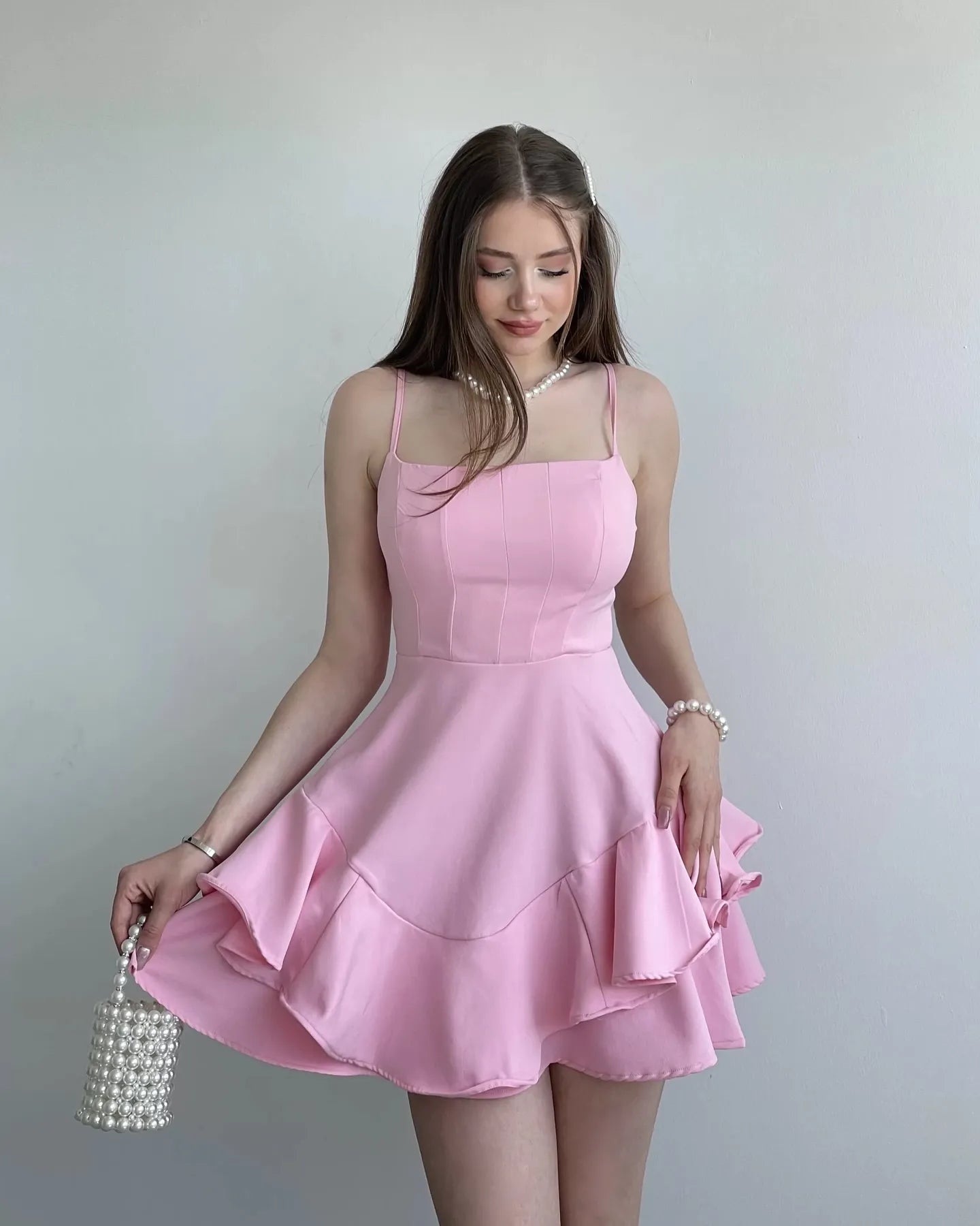 Pretty Spaghetti Straps Sleeveless A Line Ruffles Short-Mini Homecoming Dress