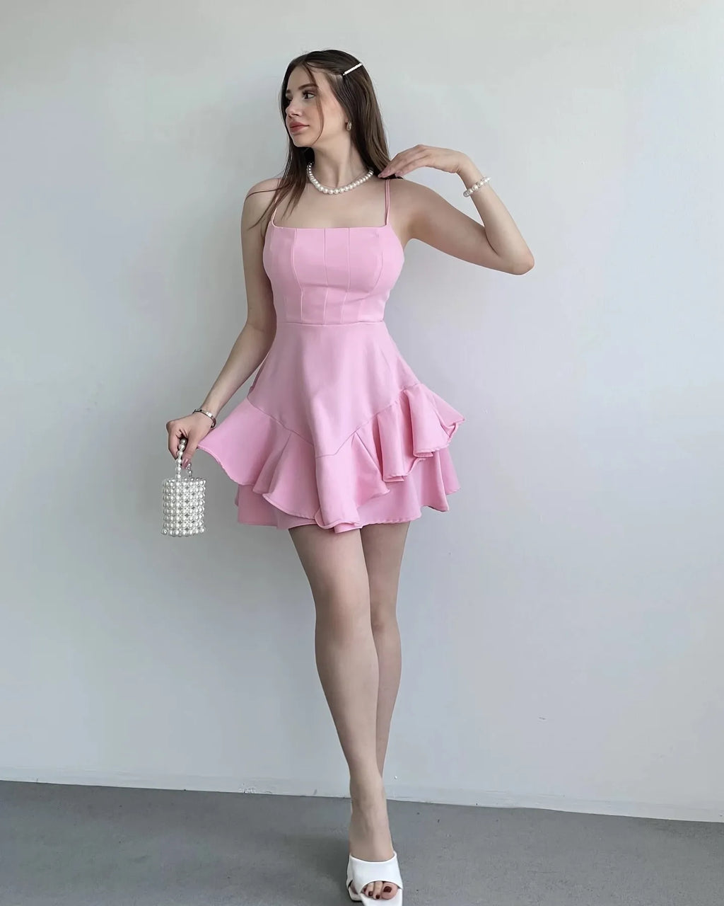 Pretty Spaghetti Straps Sleeveless A Line Ruffles Short-Mini Homecoming Dress