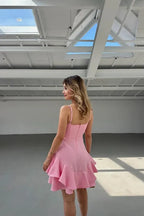 Pretty Spaghetti Straps Sleeveless A Line Ruffles Short-Mini Homecoming Dress