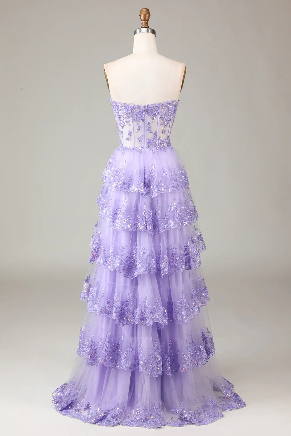 Pretty Sweetheart Sleeveless Princess Tiered Slit Long Prom Dress