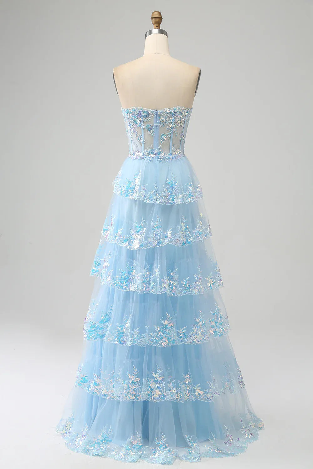 Pretty Sweetheart Sleeveless Princess Tiered Slit Long Prom Dress