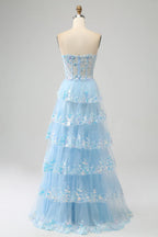 Pretty Sweetheart Sleeveless Princess Tiered Slit Long Prom Dress