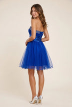 Blue Pretty A-Line Sweetheart Beaded Ruched Royal Short Homecoming Dresses