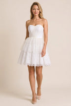Ivory Pretty A-Line Sweetheart Ruched Tie Ivory Short Homecoming Dress