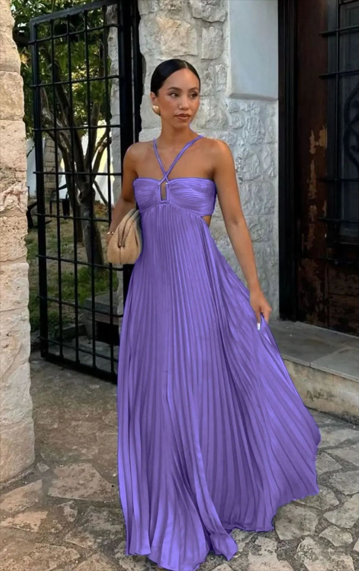 Best Sellers Spaghetti Straps Sleeveless A-Line Cutout Back Long Prom Dress