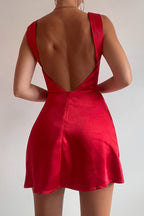 Minimalist A-Line/Princess Cowl Neck Sleeveless Open back Short-Mini Homecoming Dress