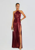 Radiant Sheath Halter Neck Sleeveless Open Back Floor Length Plus Size Evening Dress