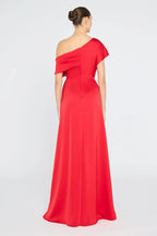 Radiant Sheath One Shoulder Short Sleeve Plain Back Floor Length Evening Dress