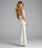 Radiant Trumpet Plunge Neck Sleeveless Open Back Floor Length Prom Dress