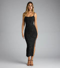 Radiant Trumpet Square Neck Spaghetti Strap Open Back Midi Length Prom Dress