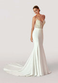 Radiant Trumpet Sweetheart Neckline Spaghetti Strap Button Back Floor Length Wedding Dress