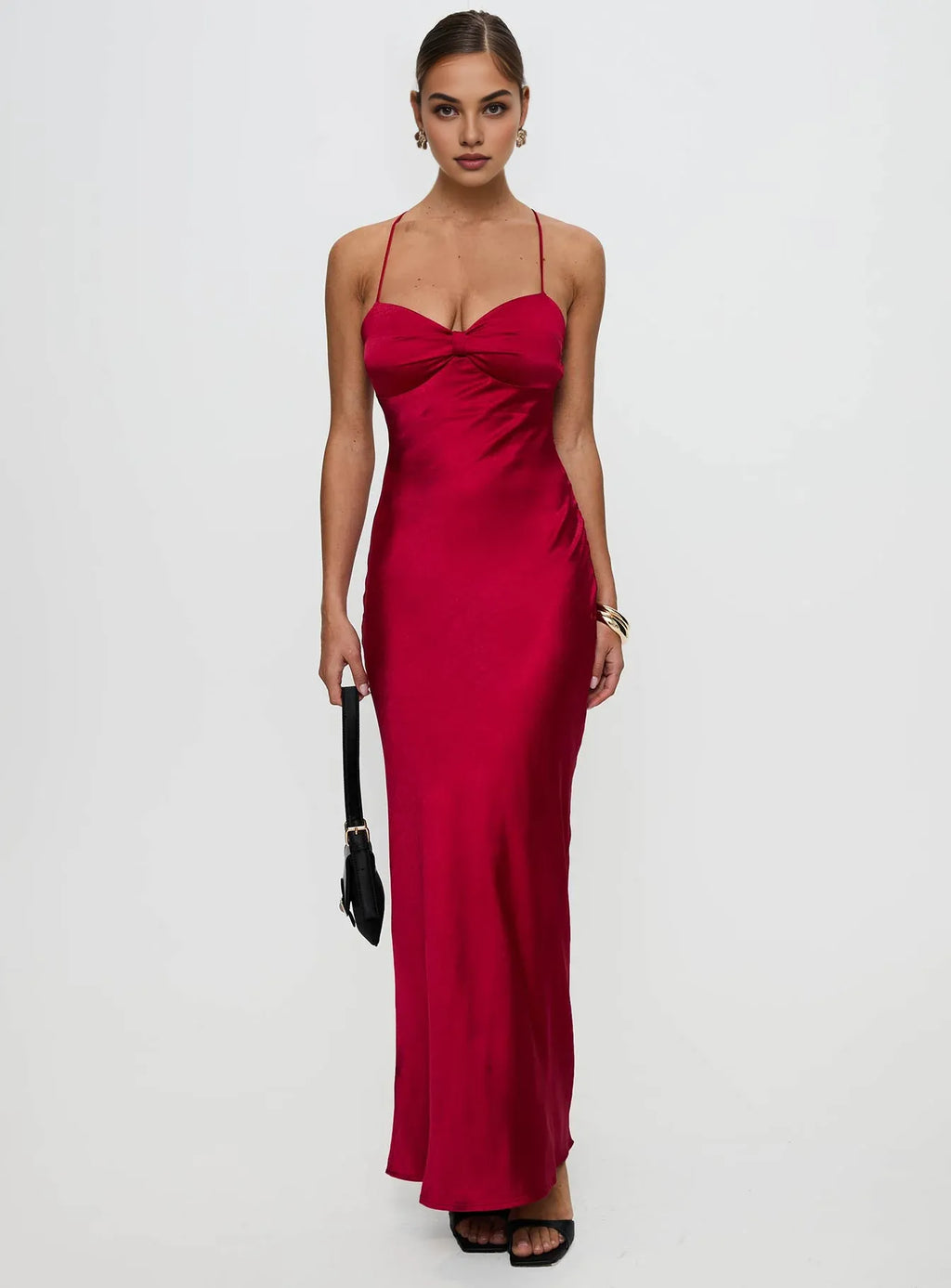 Red Spaghetti Strap Backless - Up Maxi Dress Elegant Prom Dresses