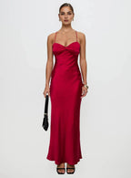 Red Spaghetti Strap Backless - Up Maxi Dress Elegant Prom Dresses