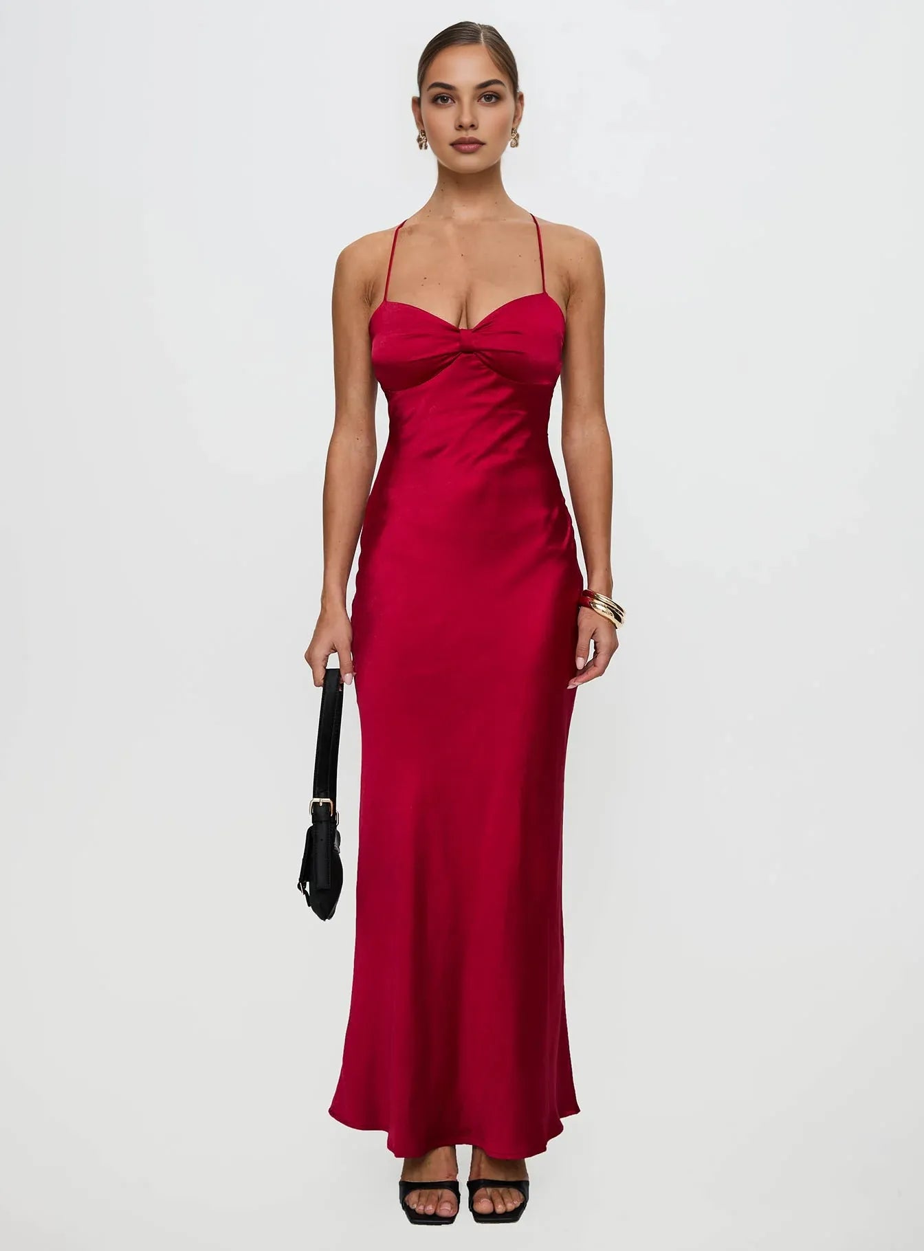 Red Spaghetti Strap Backless - Up Maxi Dress Elegant Prom Dresses