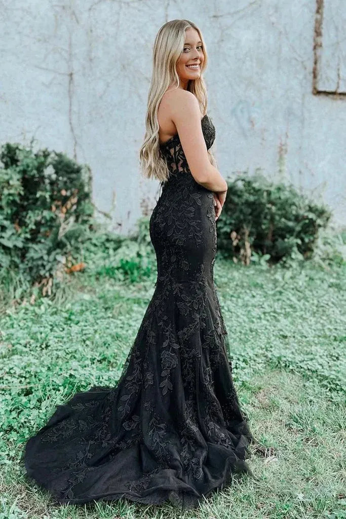 Red Strapless Sweetheart Corset Criss Cross Back Mermaid Prom Dress