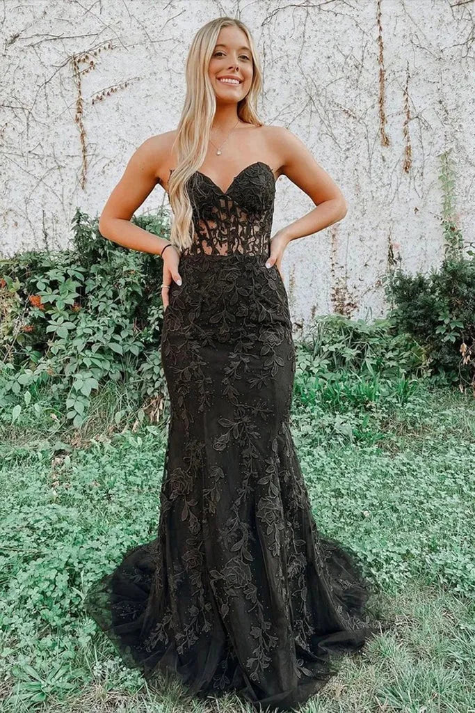 Red Strapless Sweetheart Corset Criss Cross Back Mermaid Prom Dress