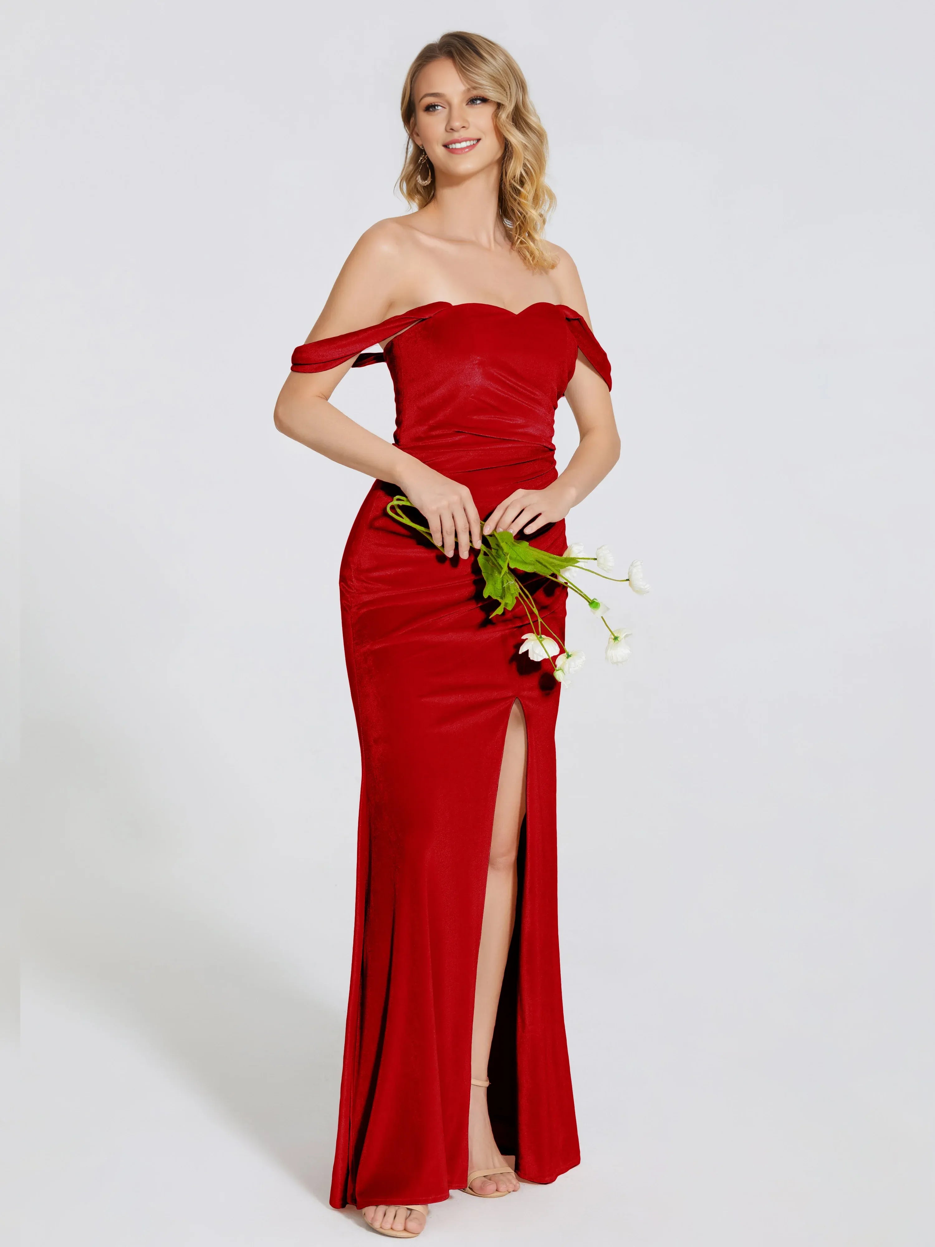 Trumpet Off Shoulder Sleeveless Backless Floor-Length Prom Dress