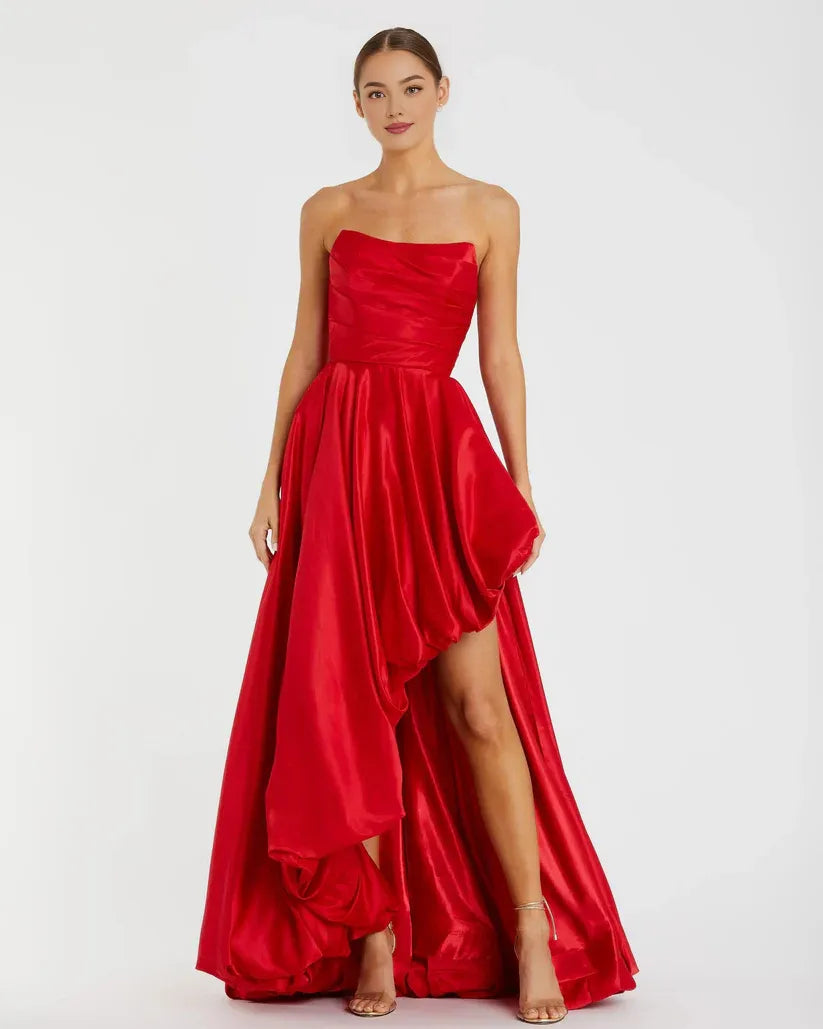 Fashion A-Line/Princess Strapless Sleeveless Zipper Up Sweep/Brush Train Prom Dress