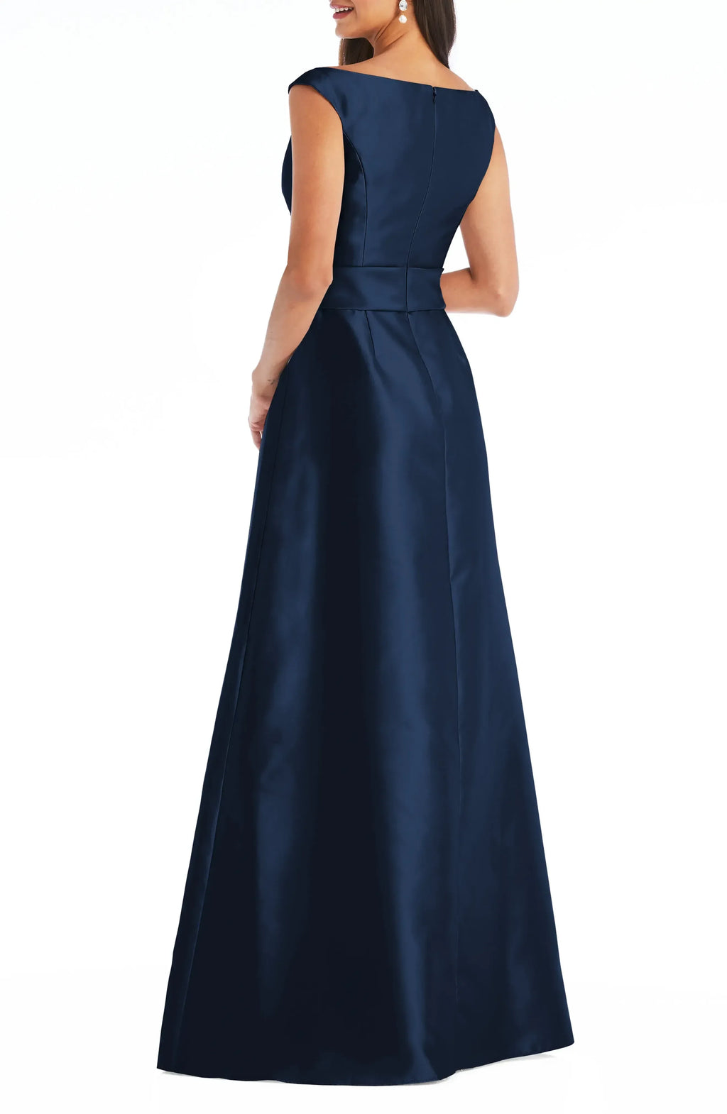 Refined A Line V Neck Cap Sleeve Zipper Back Floor Length Evening Dress