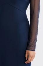 Refined Mermaid Illusion Neck Long Sleeve Zipper Back Floor Length Evening Dress