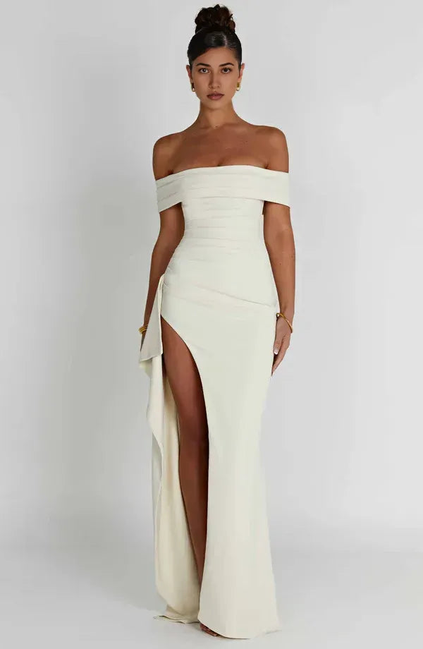 Refined Mermaid Off Shoulder Sleeveless Zipper Back Train Floor Length For Ladies Evening Dress