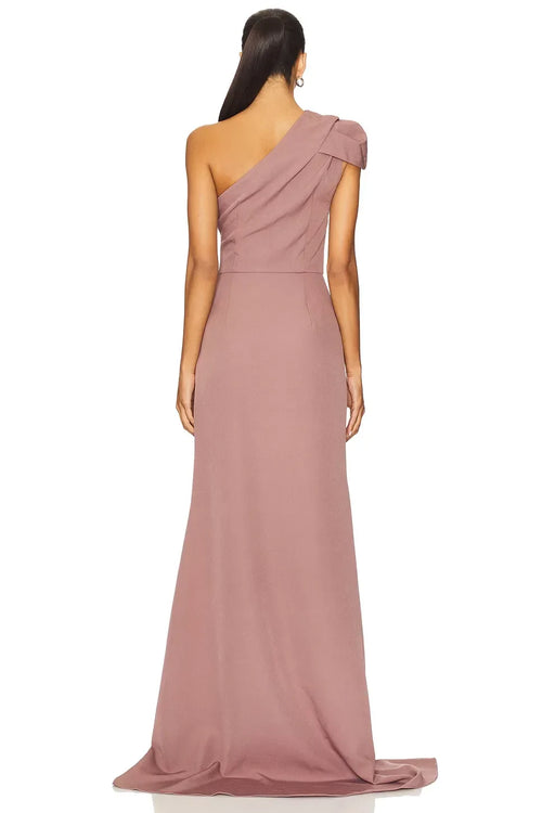 Robe de soirée sirène raffinée asymétrique sans manches dos nu longueur ras du sol
