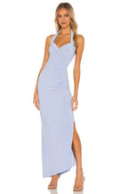 Refined Sheath Halter Neck Sleeveless Open Back High Slit Floor Length Evening Dress