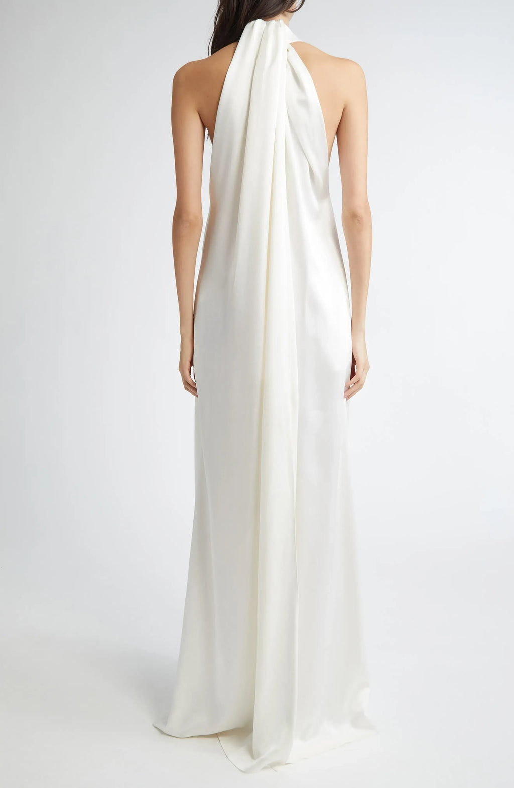 Refined Sheath Halter Neck Sleeveless Tie Back Floor Length Evening Dress
