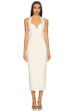 Refined Sheath Halter Neck Sleeveless Zipper Back Midi Length Evening Dress