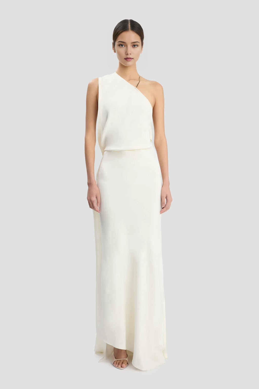 Refined Sheath One-Shoulder Sleeveless Cross Back Floor Length Female Prom Dress