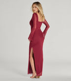 Refined Sheath Square Neck Long Sleeve Zipper Back Floor Length Prom Dress