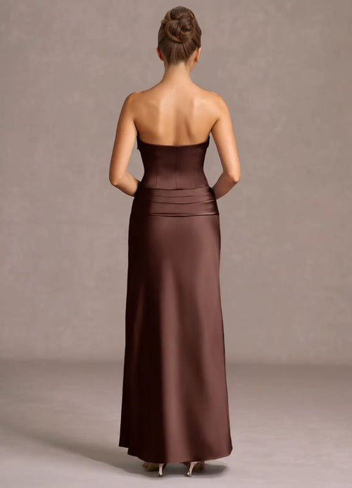Refined Sheath Strapless Sleeveless Open Back Floor Length Hot sale Prom Dress