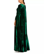 Regal A Line Cape Sleeve Embellished Neck Floor Length For Adults Prom Dress
