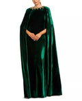 Regal A Line Cape Sleeve Embellished Neck Floor Length For Adults Prom Dress