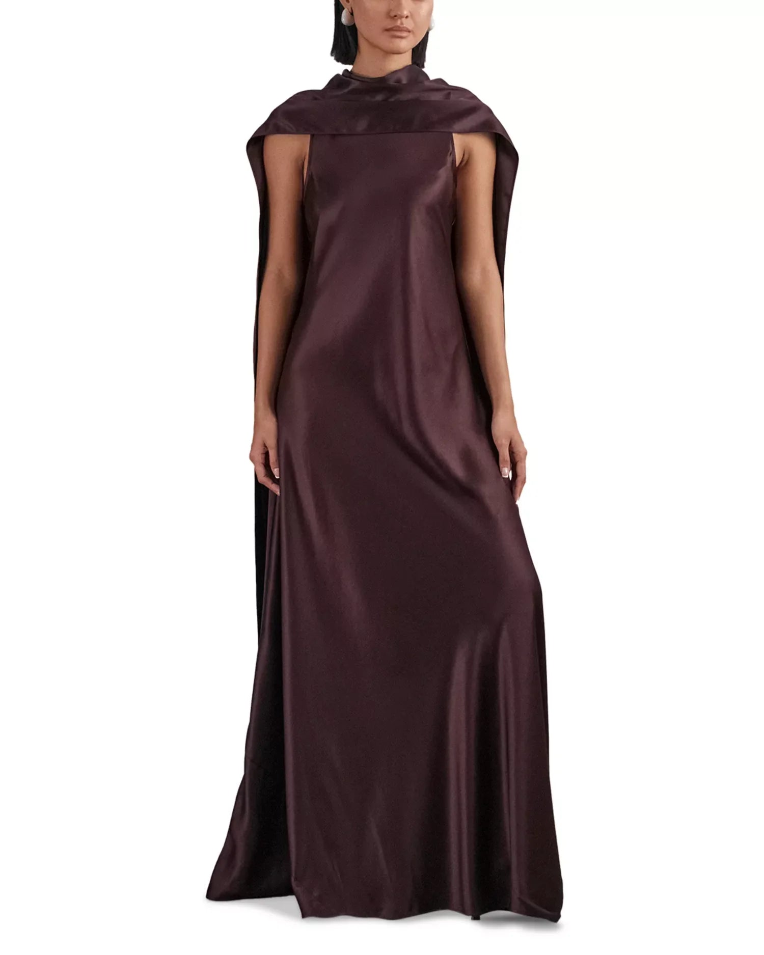 Regal A Line High Neck Sleeveless Cape Back Floor Length For Sale Prom Dress