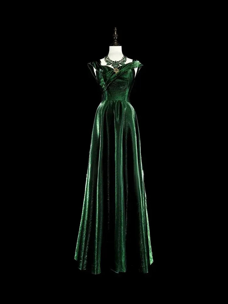 Regal A-Line Off Shoulder Sleeveless Lace-Up Back Floor-Length Gala Evening Dress