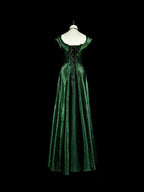 Regal A-Line Off Shoulder Sleeveless Lace-Up Back Floor-Length Gala Evening Dress