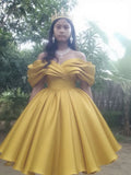 Regal A-Line Off-the-Shoulder Midi Ball Gown