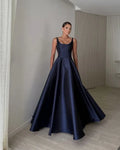 Regal A-Line Scoop Neck Open-Back Floor-Length Evening Gown