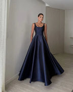 Regal A-Line Scoop Neck Open-Back Floor-Length Evening Gown
